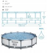 piscina bestway steel pro max 366 x 76 cm cadru metalic dimensiuni