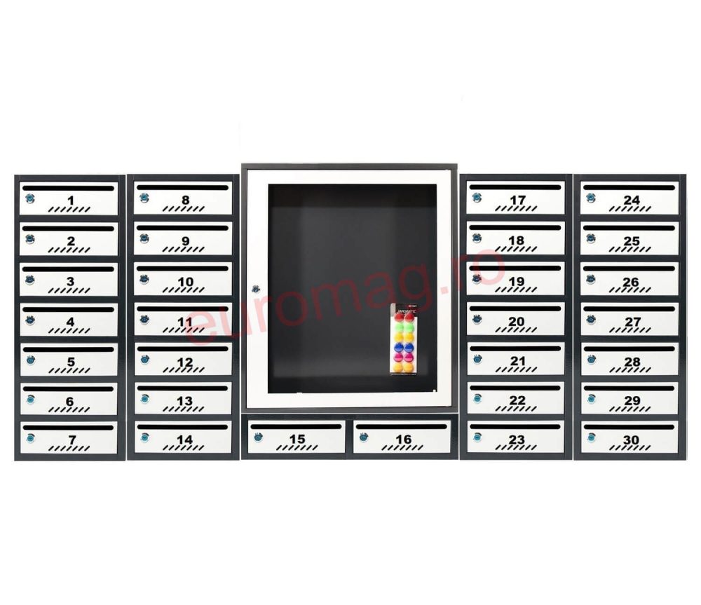 set-30-cutii-postale-bloc-standard-antracit-cu-usa-gri